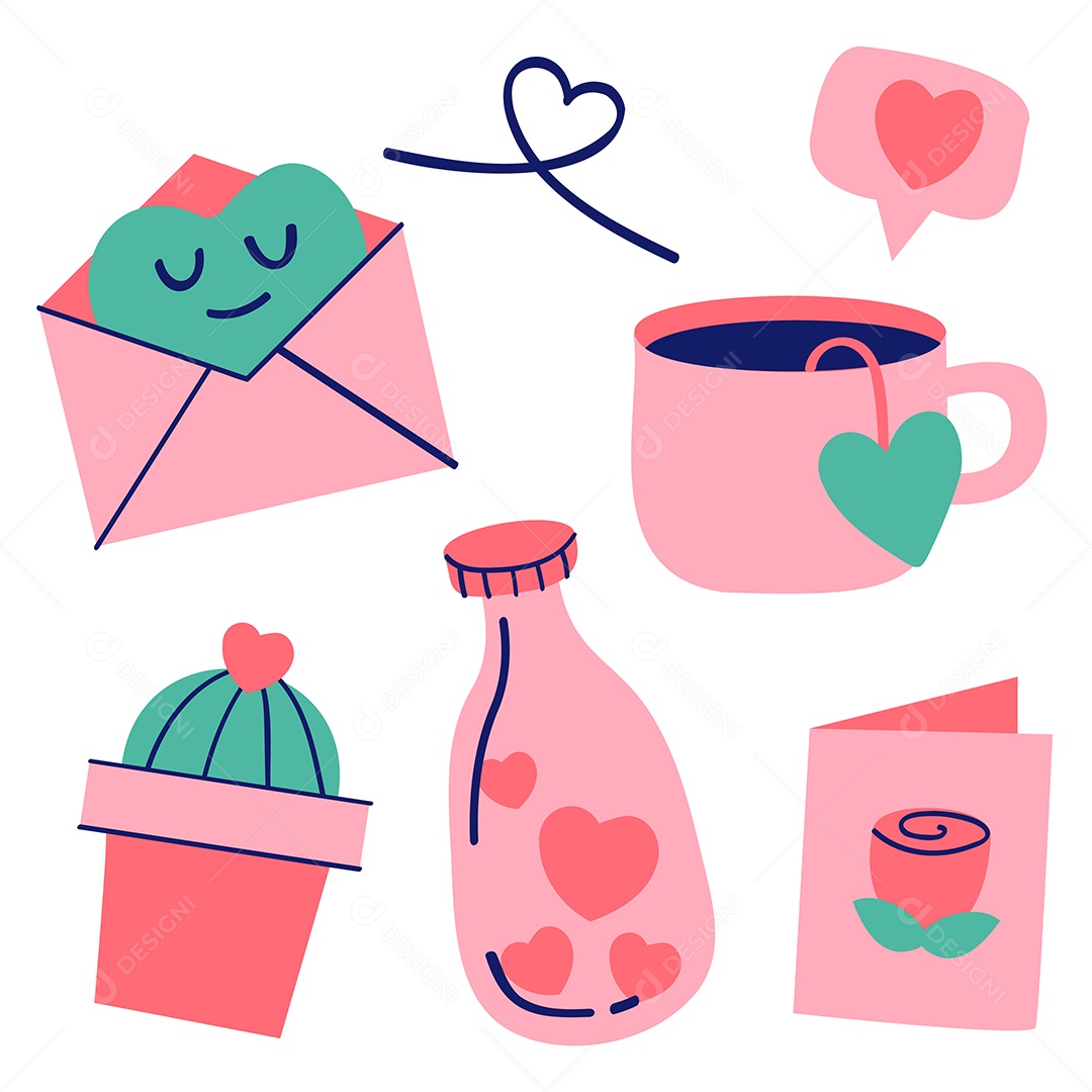Acessórios do Dia dos Namorados Vetor EPS