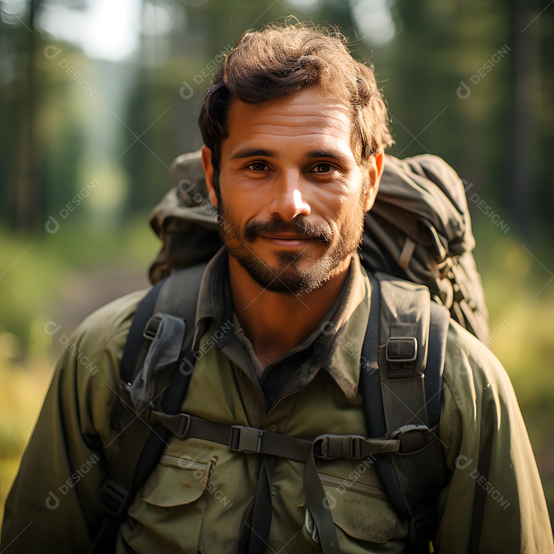 Homem guarda florestal sorridente