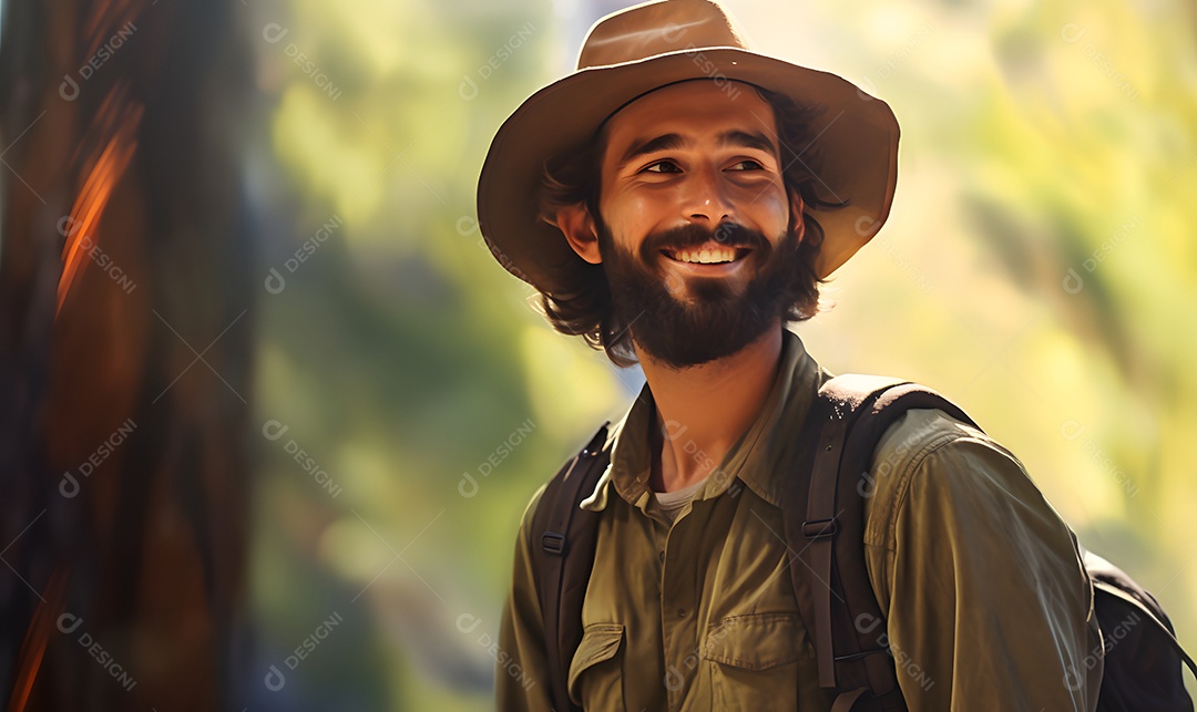 Homem guarda florestal sorridente