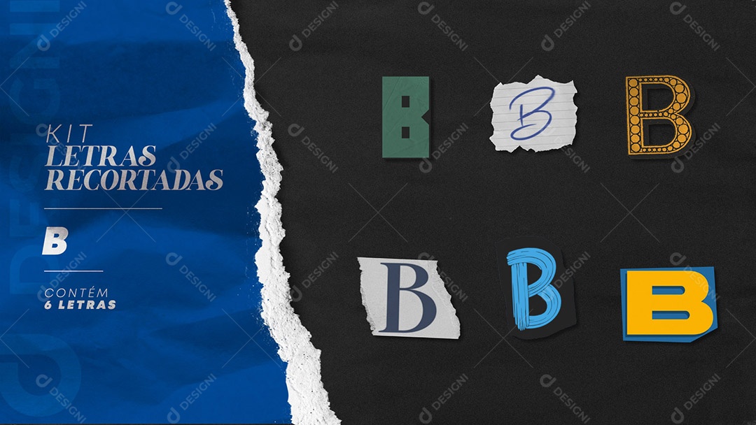 Kit de Letras Coloridas B Maiúsculas Recortados para Composição PSD