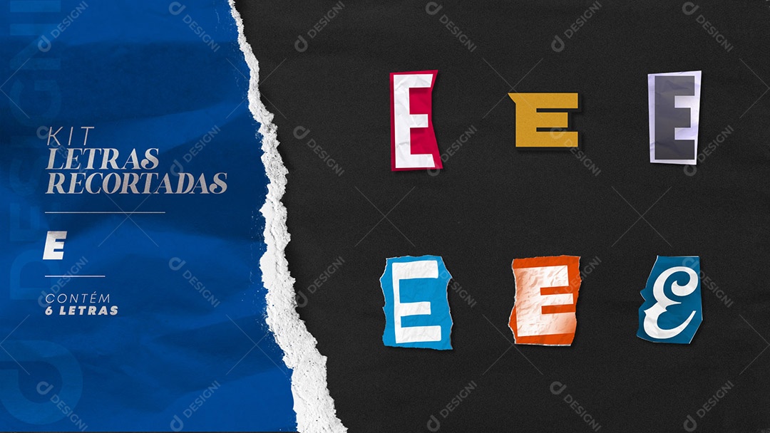 Kit de Letras Coloridas E Maiúsculas Recortados para Composição PSD