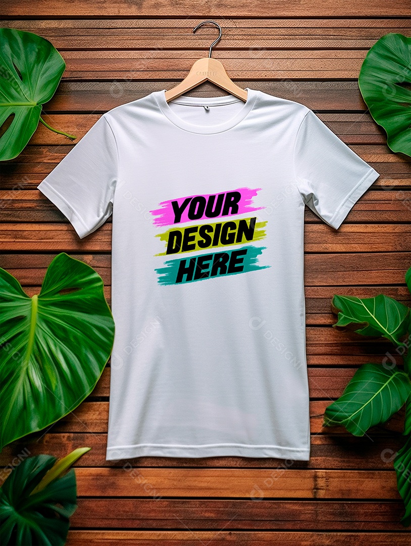 Mockup de Camiseta Masculina Branca PSD Editável