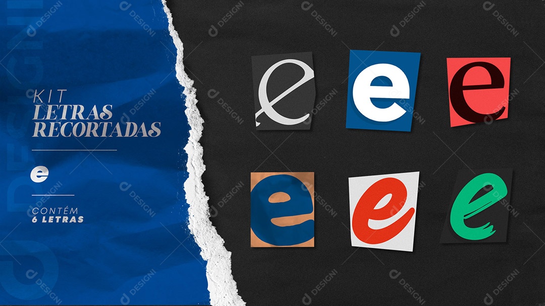 Kit de Letras Coloridas e Minúsculas Recortados para Composição PSD