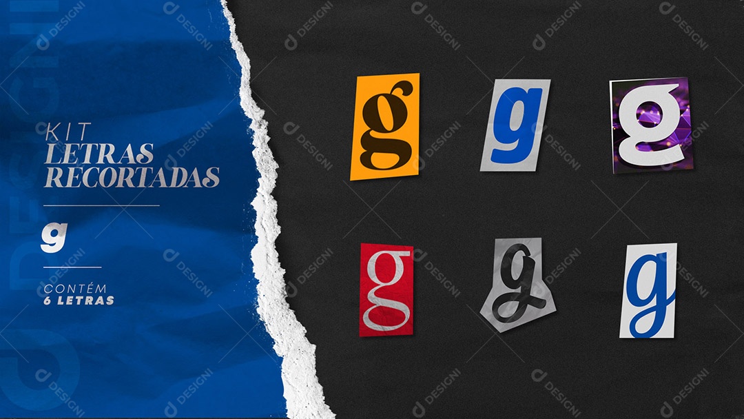 Cut Out Colored and Lowercase Letter Kit for PSD Composition