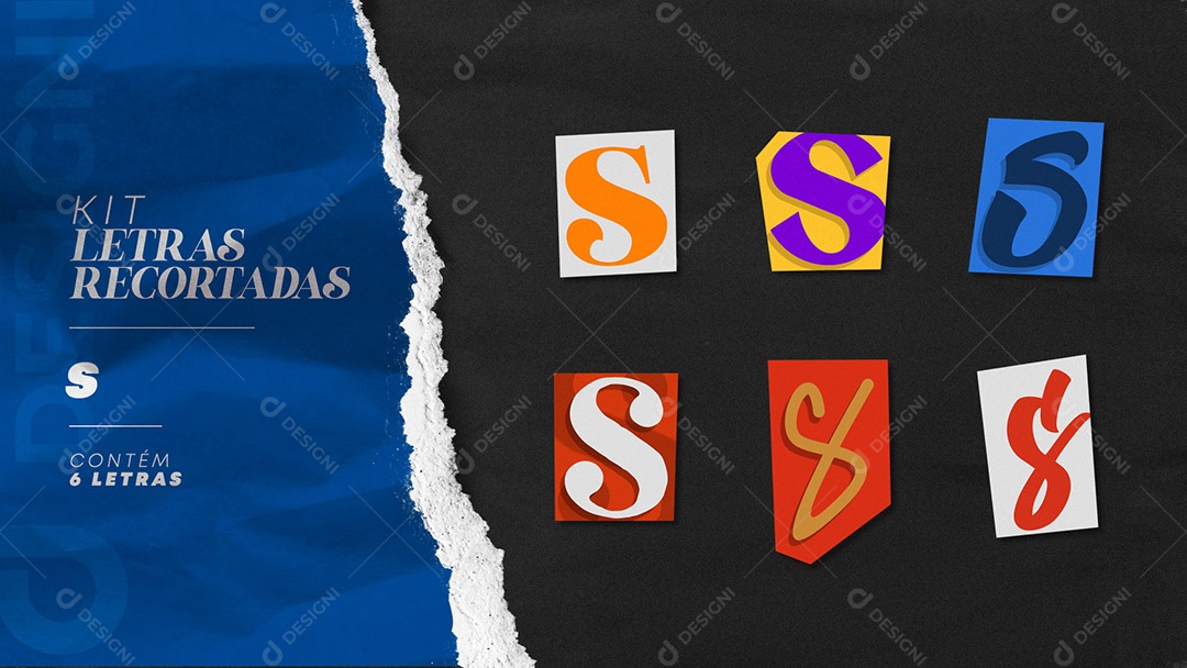 Kit de Letras Coloridas s Minúsculas Recortados para Composição PSD