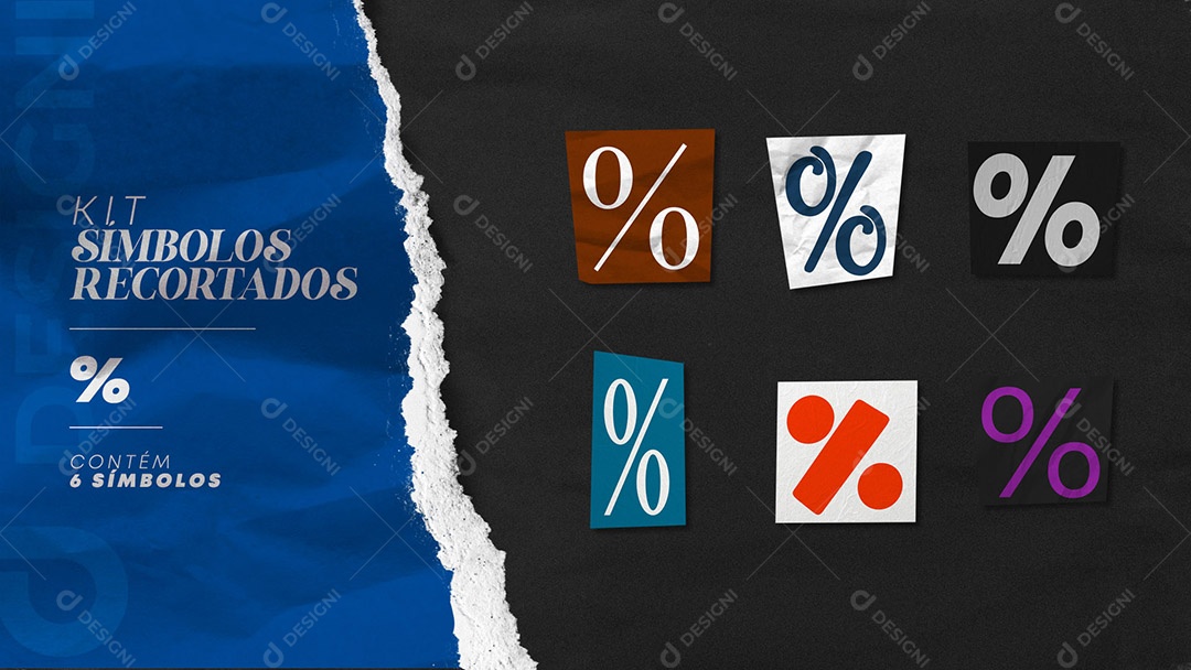 Kit de Símbolos Coloridos de Porcentagem Recortados para Composição PSD