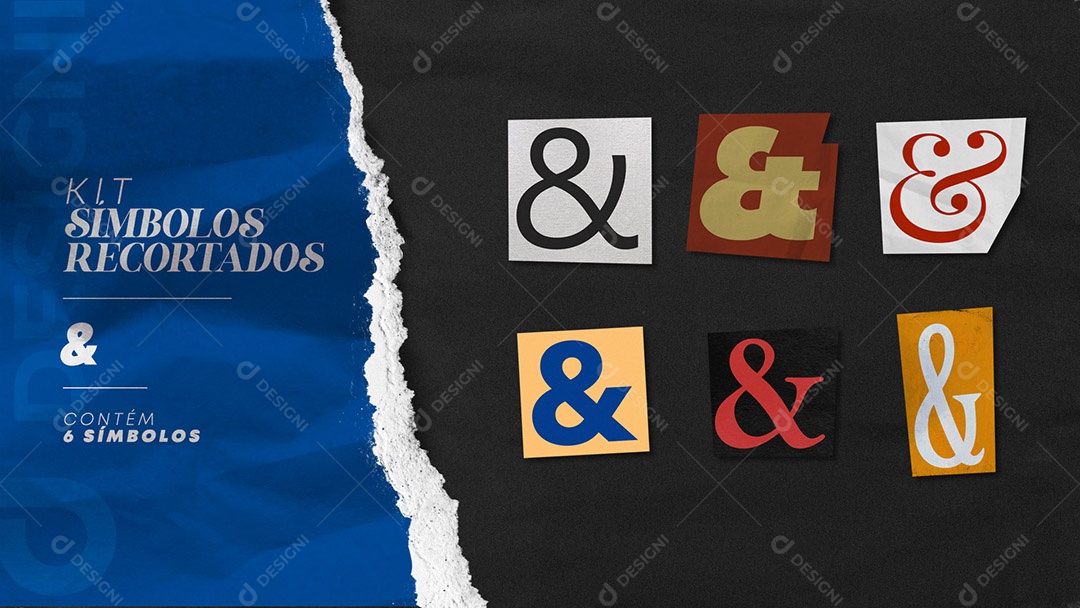 Kit de Símbolos Coloridos Sinal de Ampersand Recortados para Composição PSD