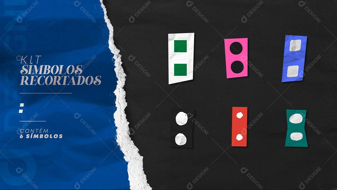 Kit de Símbolos Coloridos Dois Pontos Recortados para Composição PSD