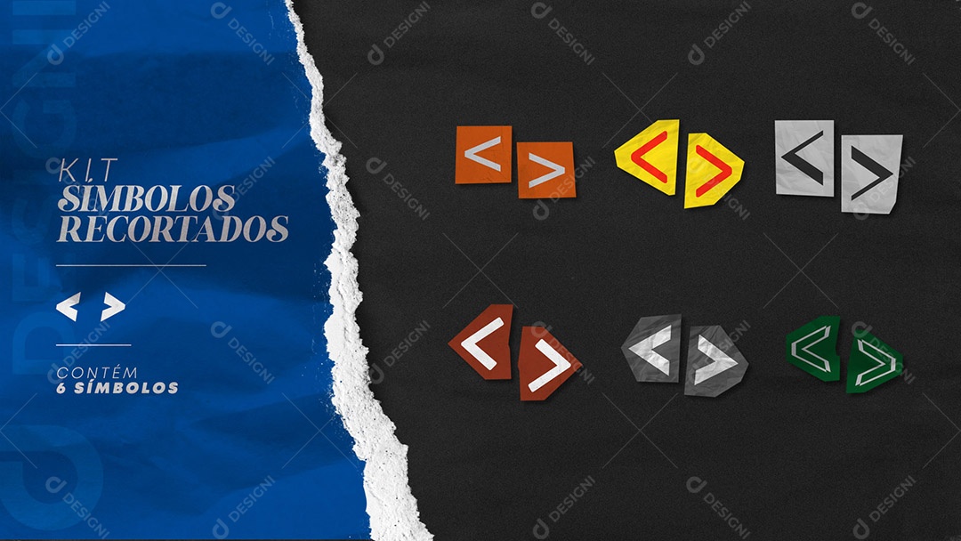 Kit de Símbolos Coloridos de Mais Do Que e Menos do Que Recortados para Composição PSD