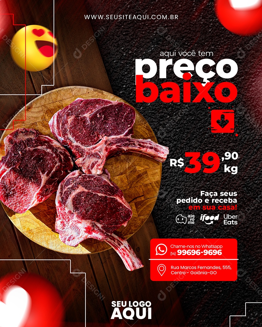 Preço Baixo Churrasco Social Media PSD Editável