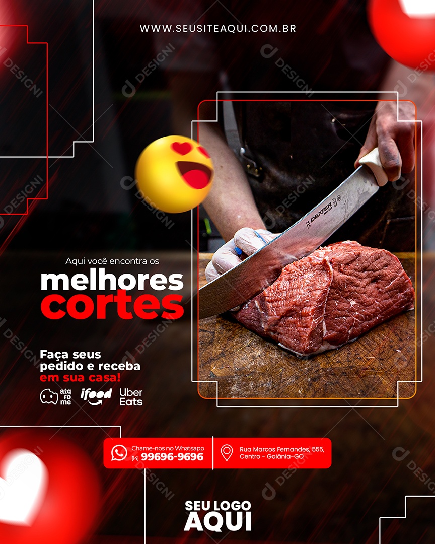 Melhores Cortes Churrasco Social Media PSD Editável