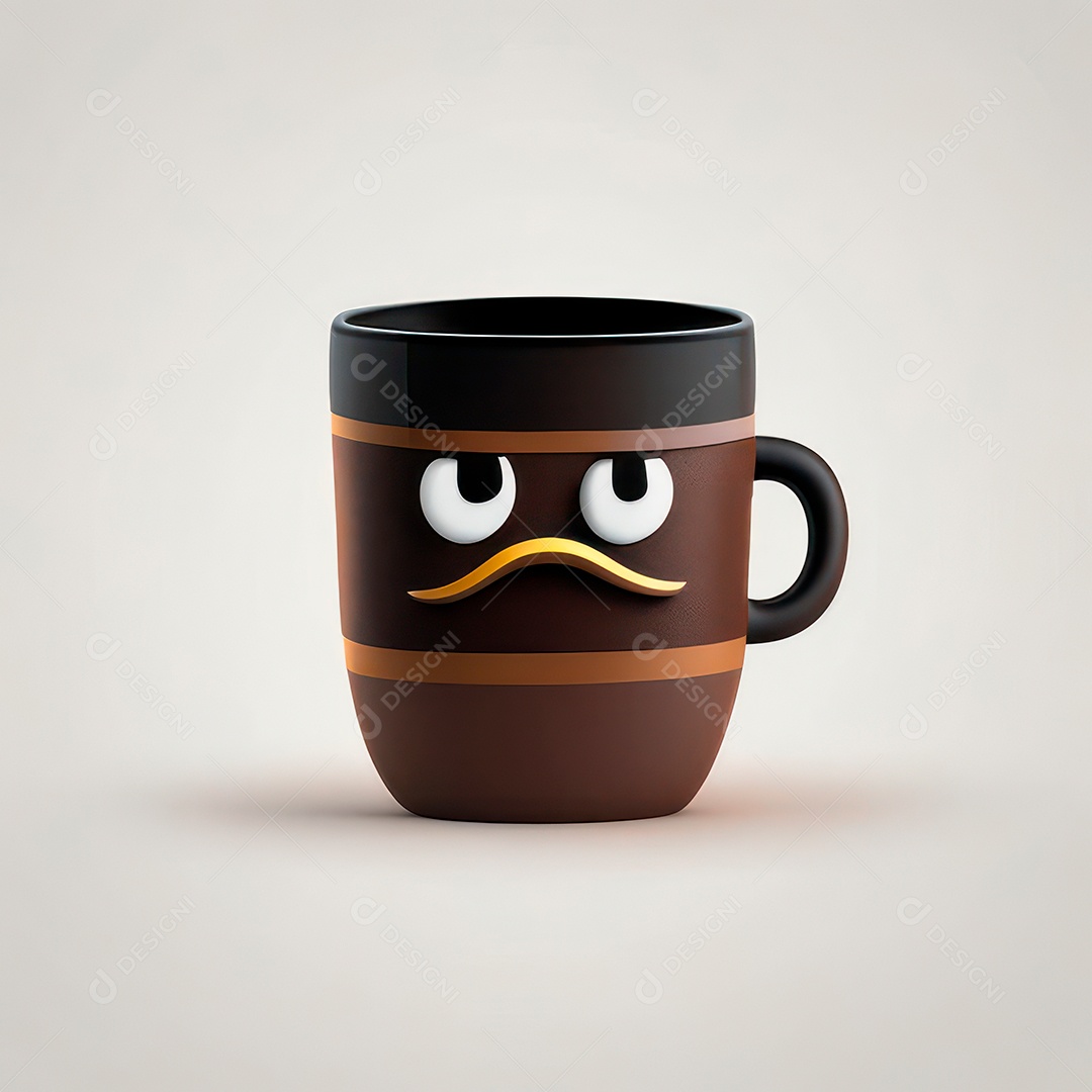 Caneca mascote café minimalista.