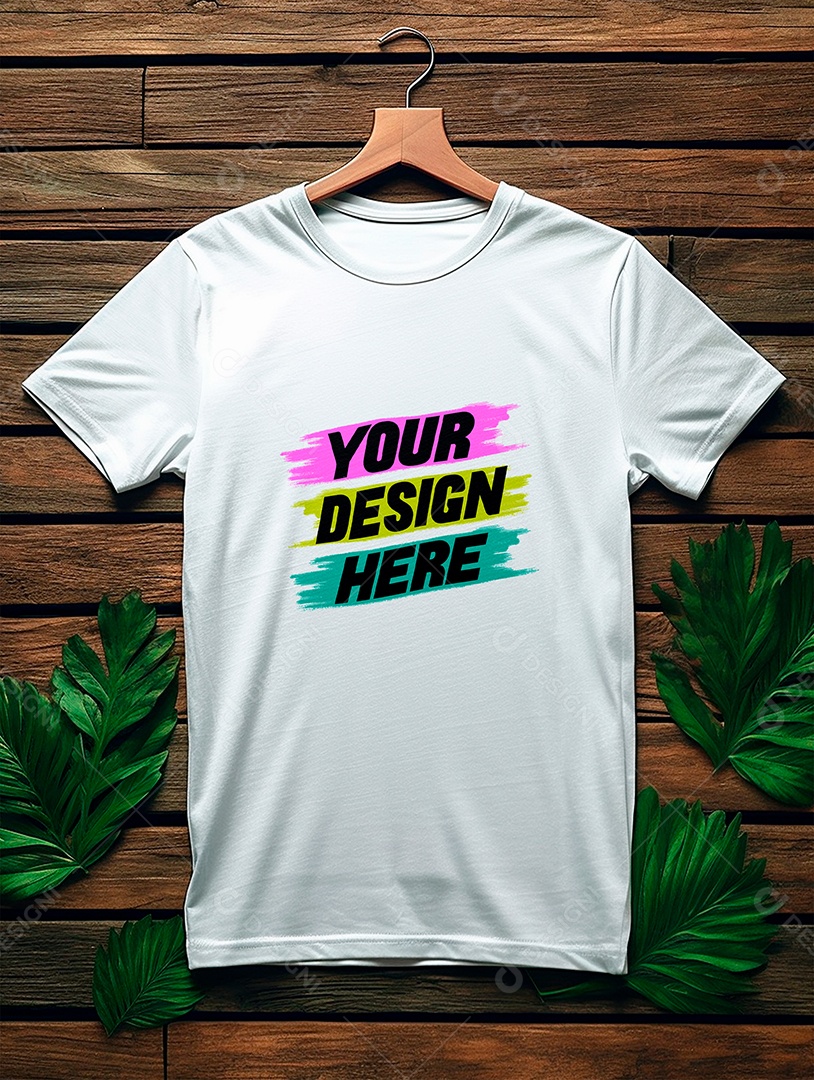 Mockup de Camiseta Masculina Branca PSD Editável