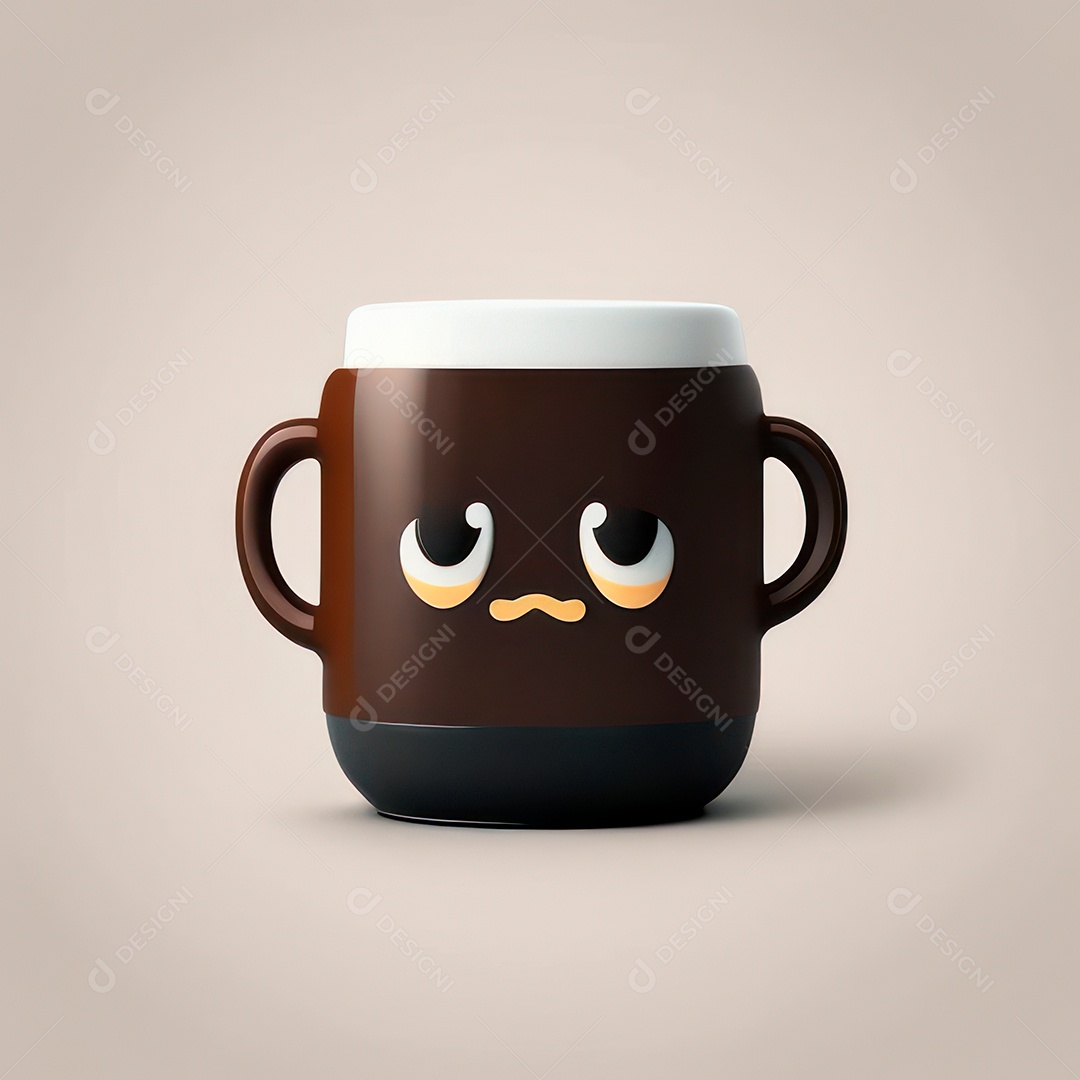 Caneca mascote café minimalista.