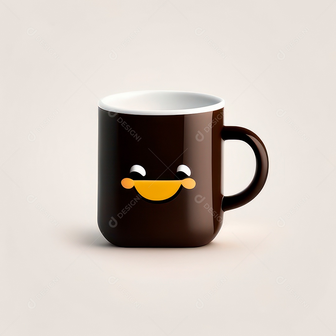 Caneca mascote café minimalista.