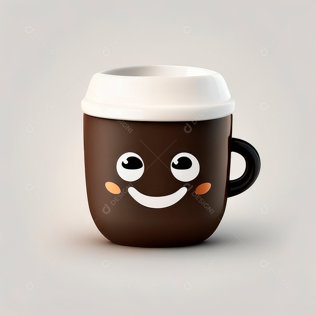 Caneca mascote café minimalista.