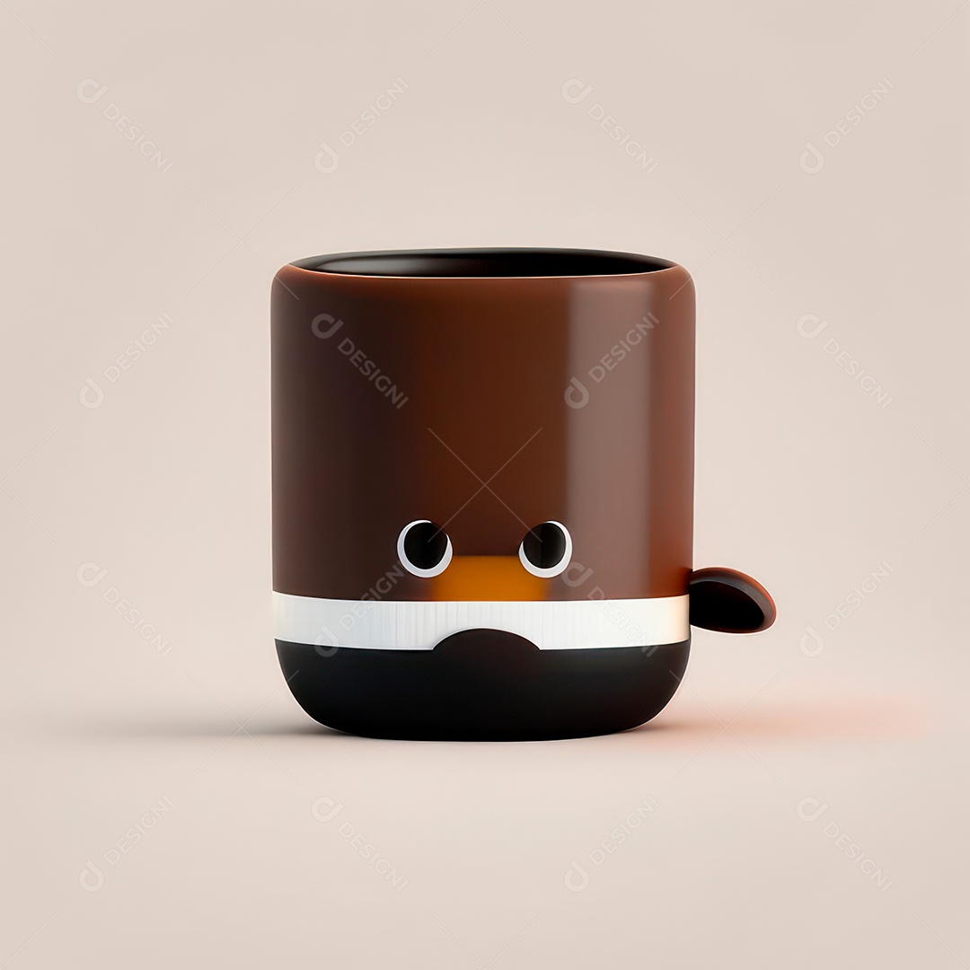 Caneca mascote café minimalista.