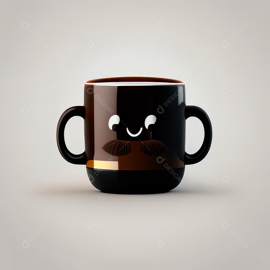 Caneca mascote café minimalista.