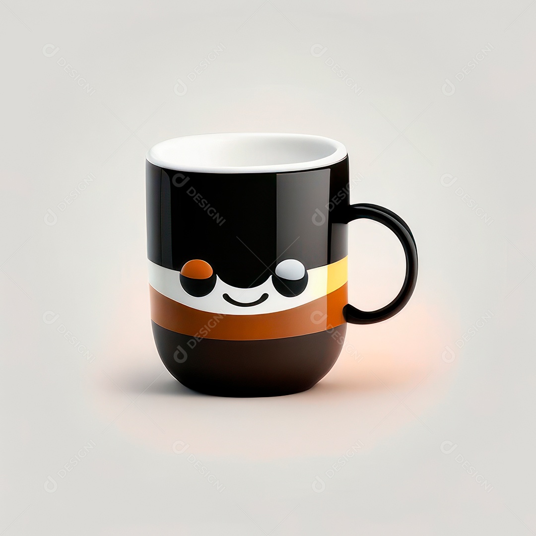 Caneca mascote café minimalista.