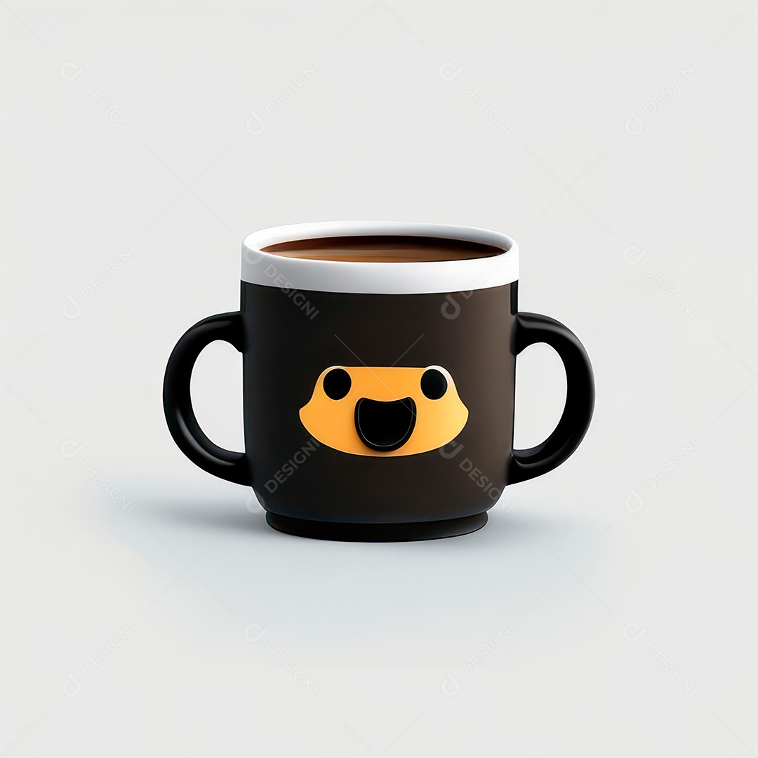 Caneca mascote café minimalista.
