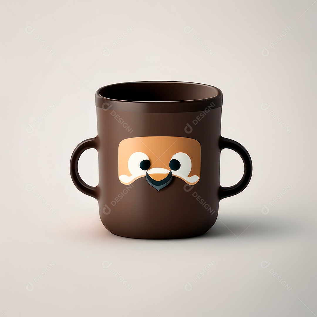 Caneca mascote café minimalista.