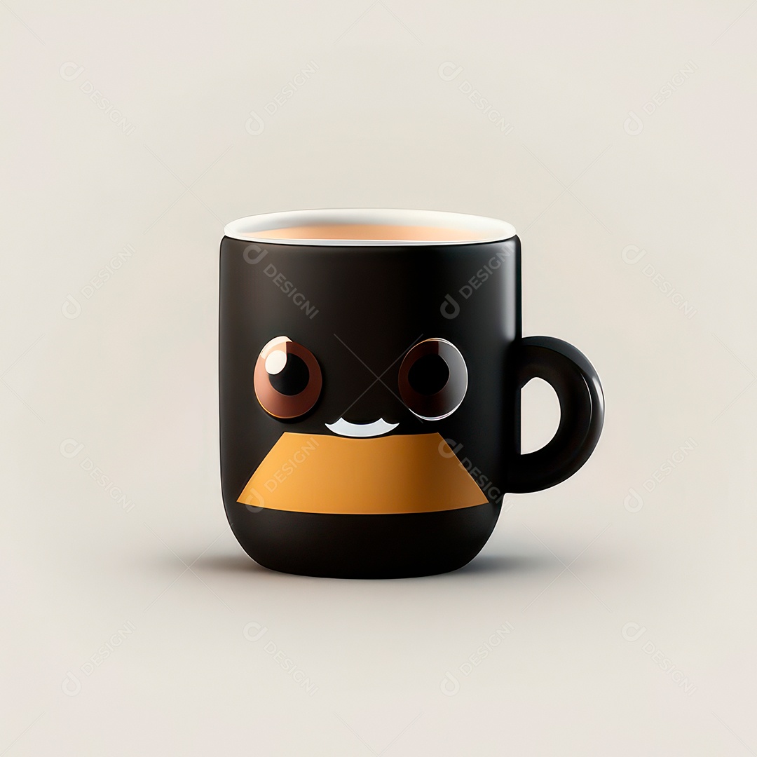 Caneca mascote café minimalista.