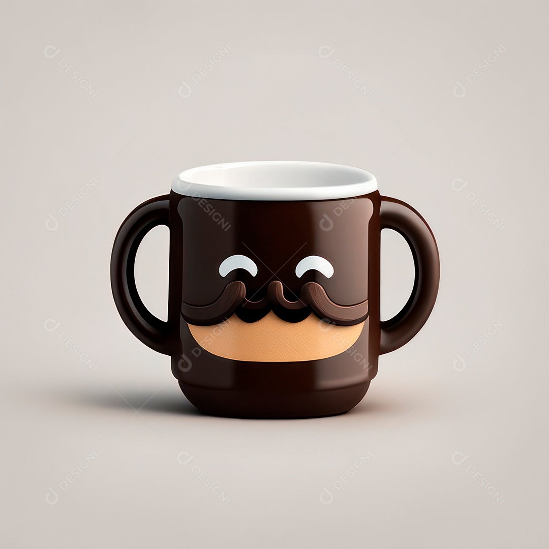Caneca mascote café minimalista.