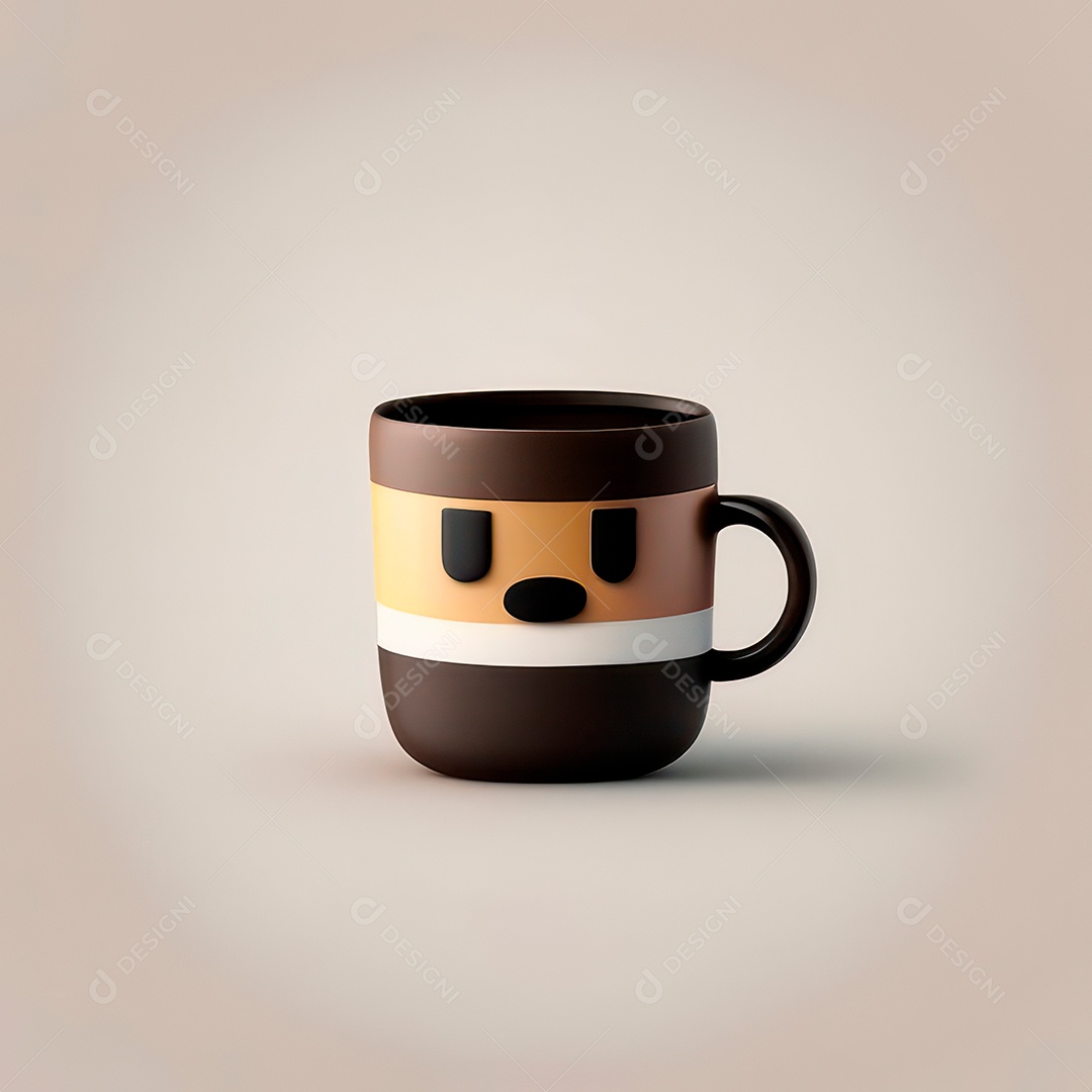 Caneca mascote café minimalista.