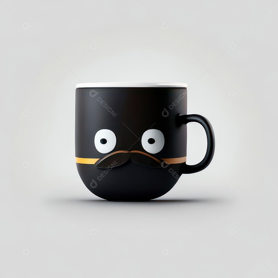 Caneca mascote café minimalista.