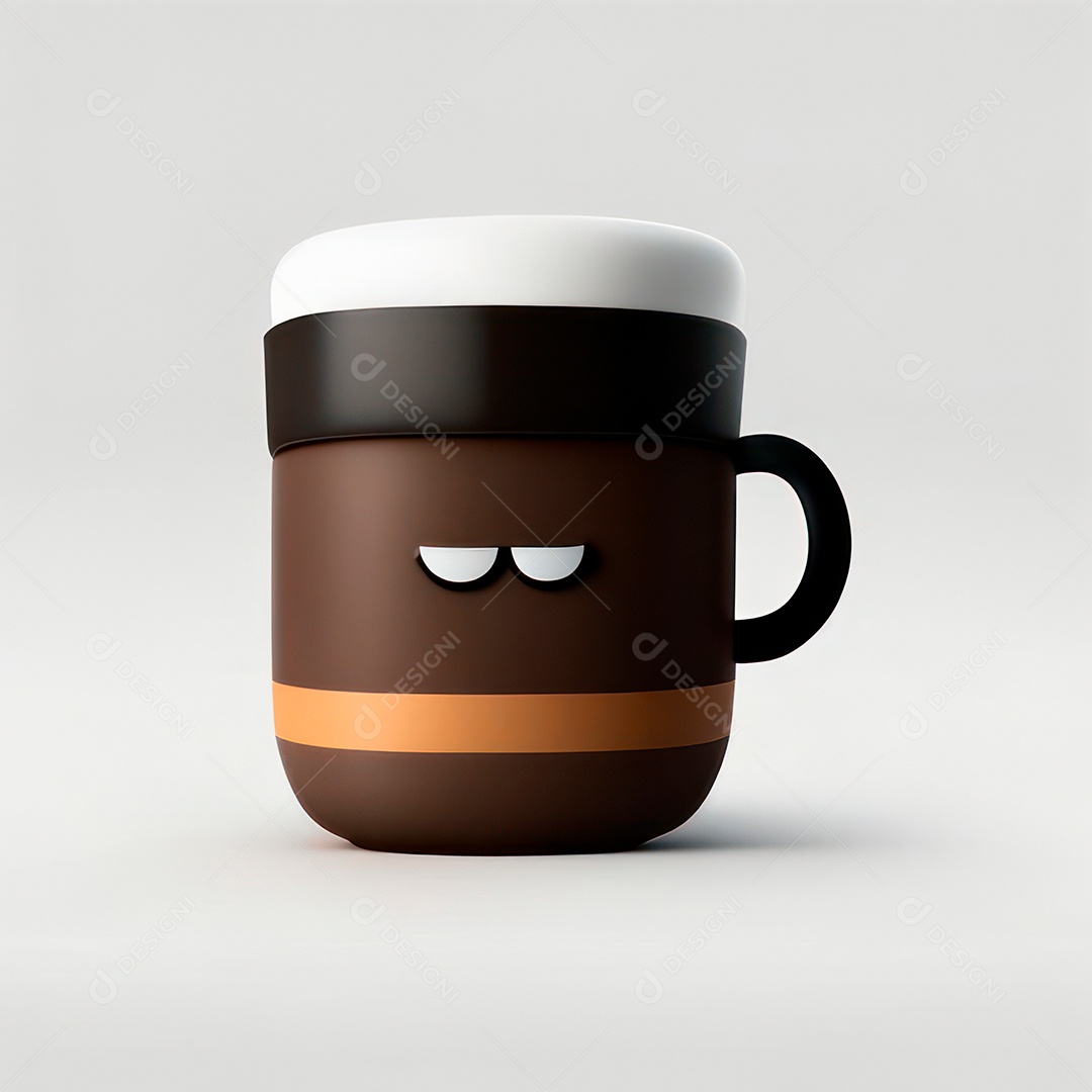 Caneca mascote café minimalista.