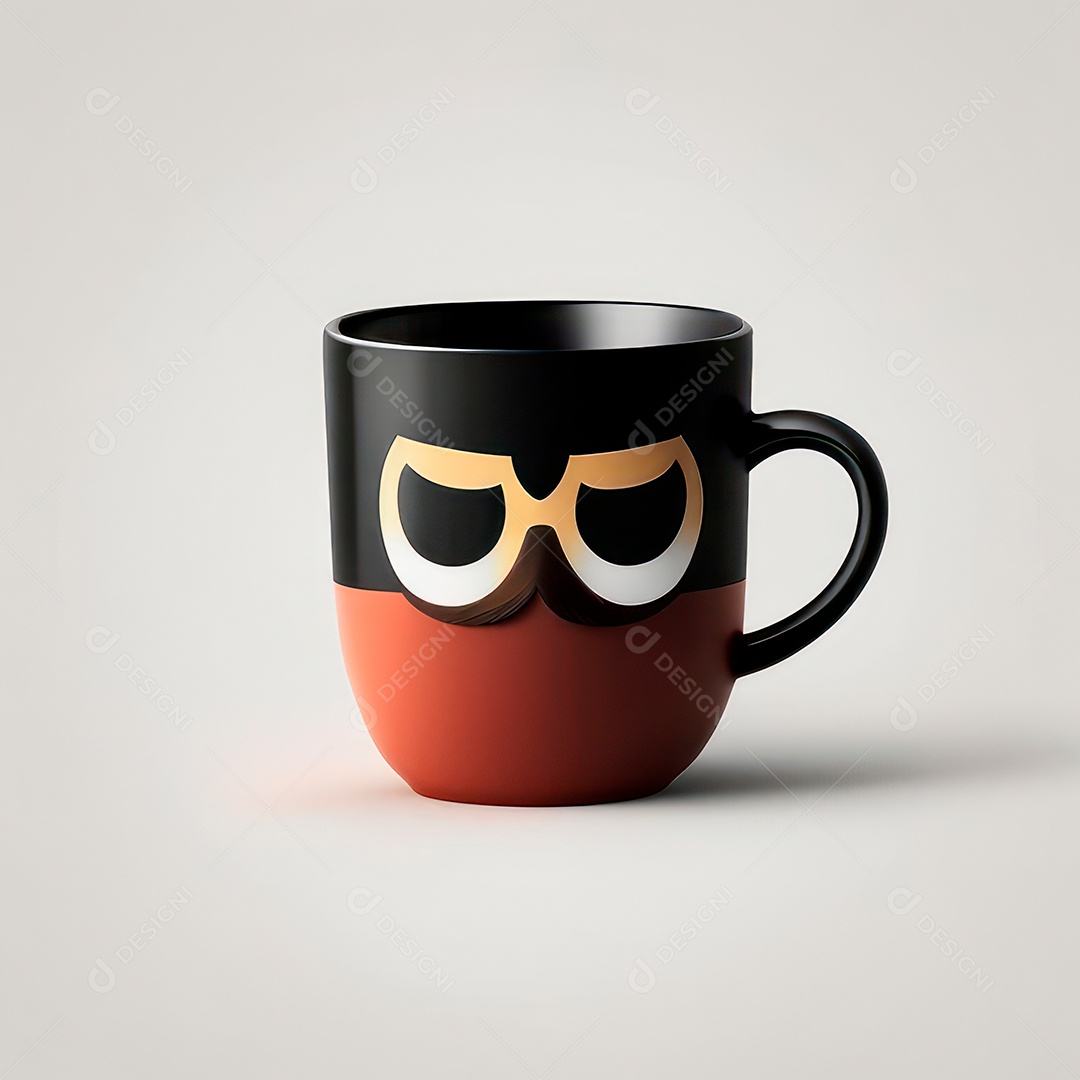 Caneca mascote café minimalista.