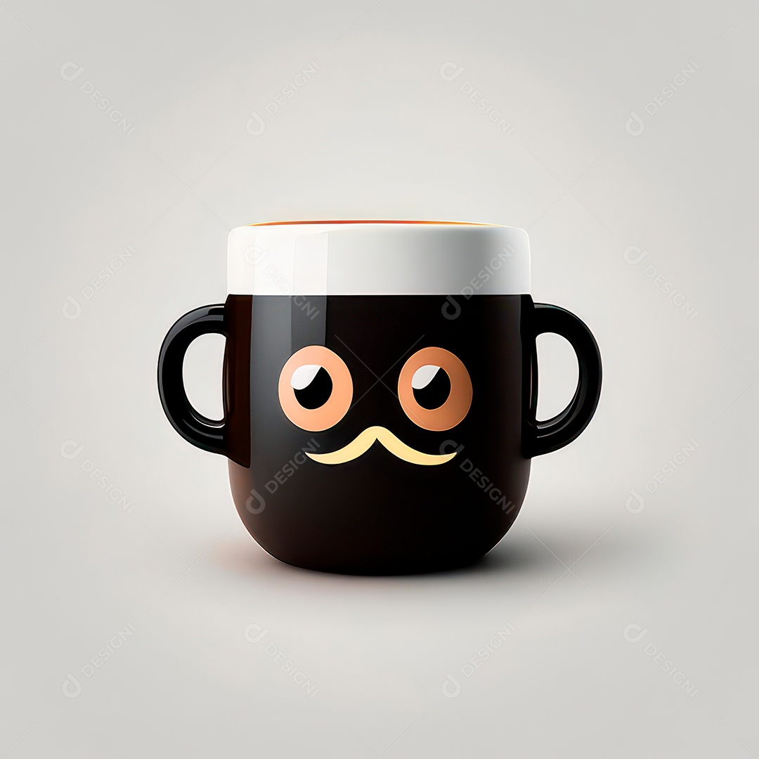 Caneca mascote café minimalista.