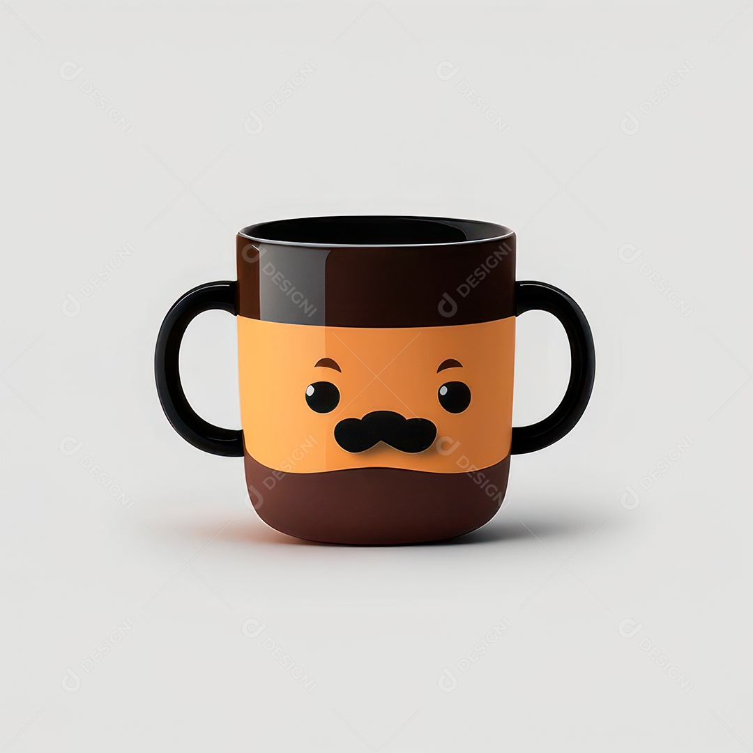 Caneca mascote café minimalista.