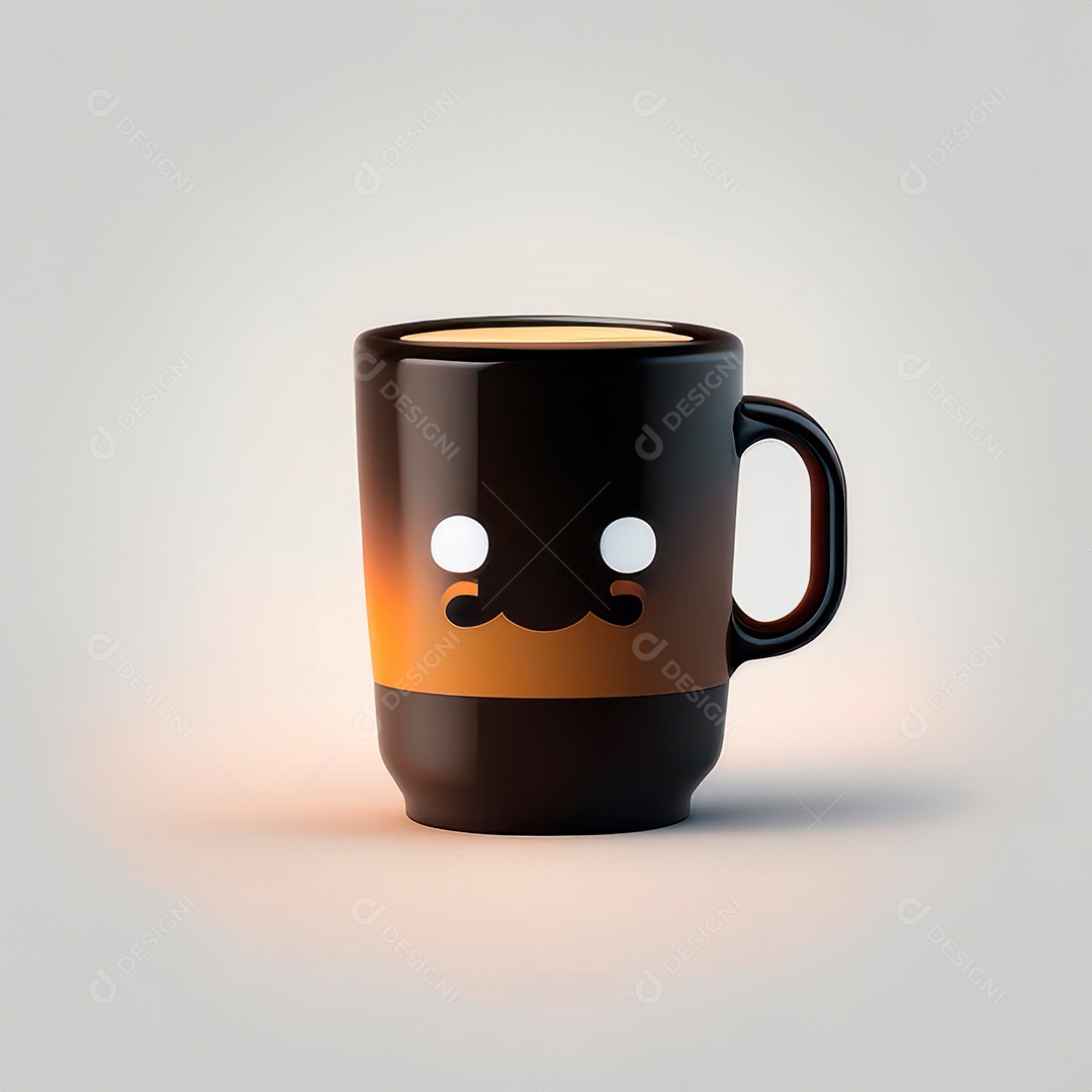 Caneca mascote café minimalista.