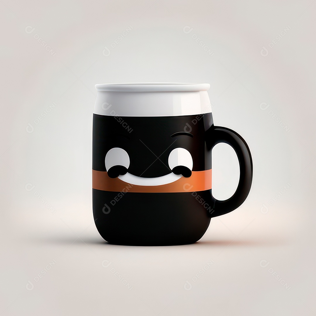 Caneca mascote café minimalista.