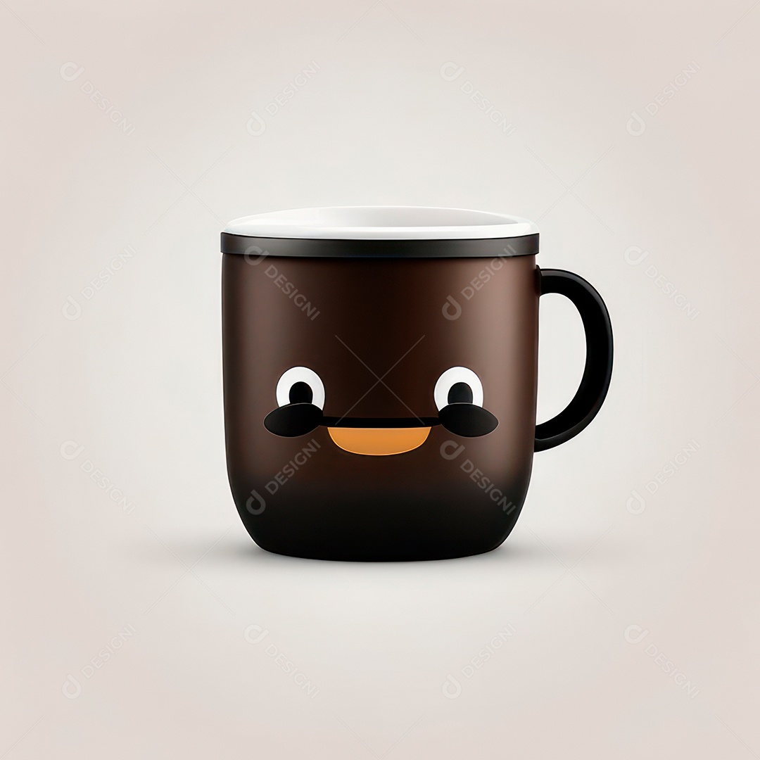 Caneca mascote café minimalista.