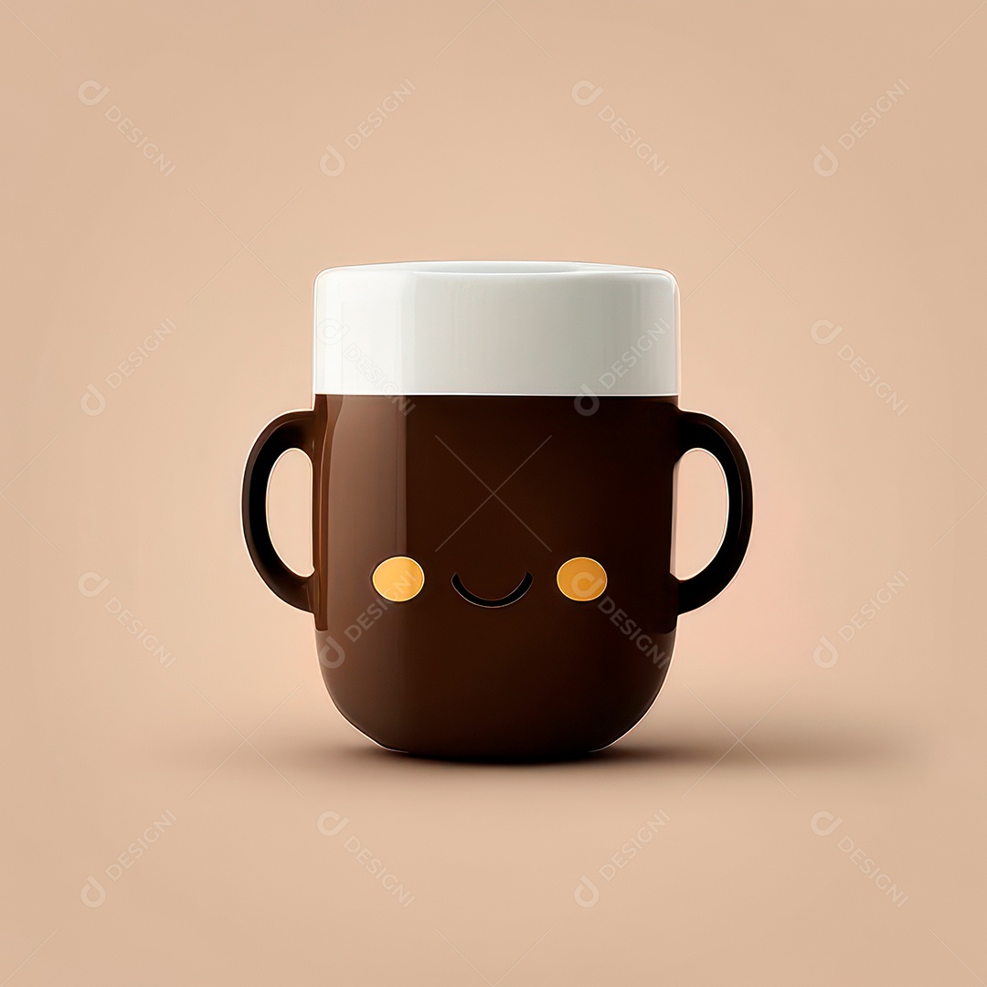 Caneca mascote café minimalista.