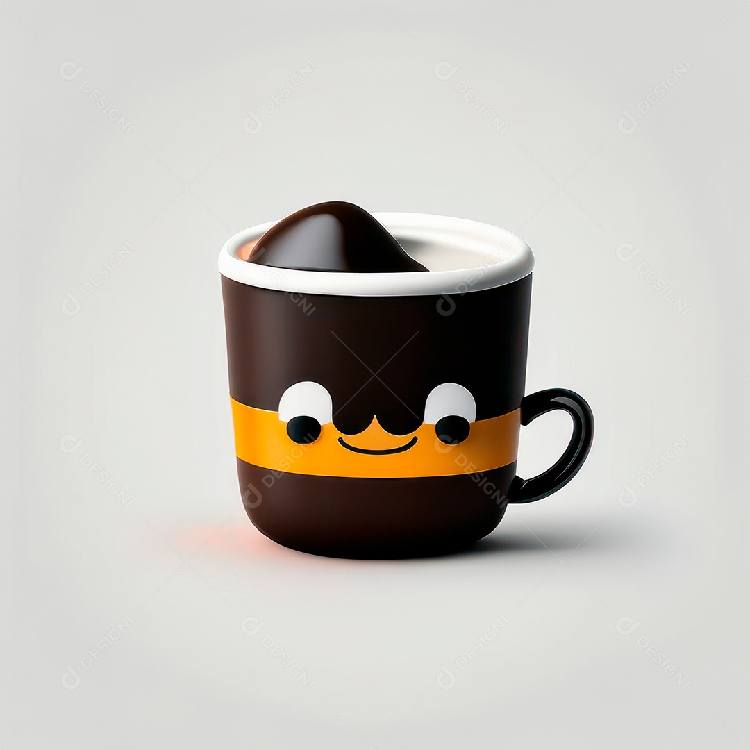 Caneca mascote café minimalista.