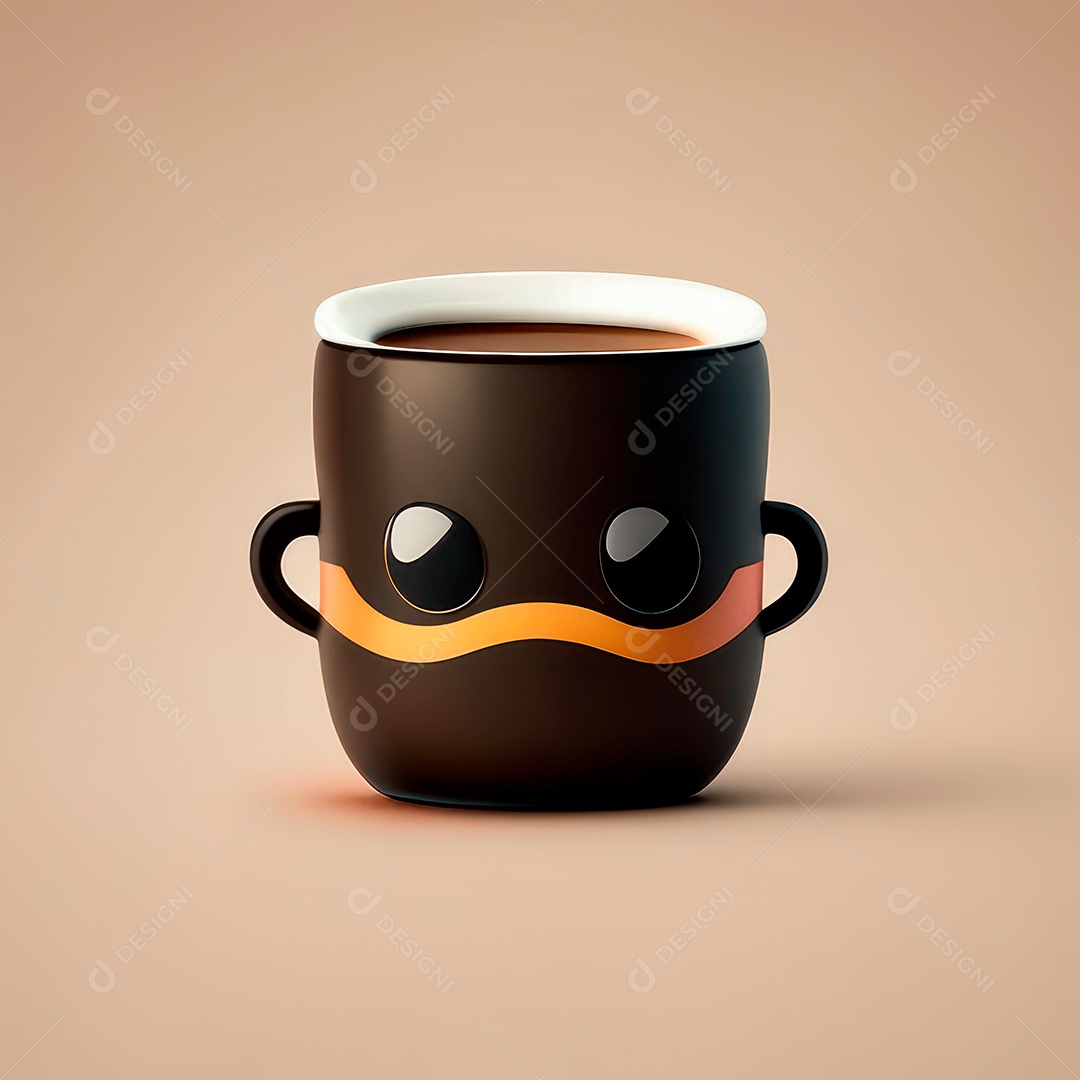 Caneca mascote café minimalista.