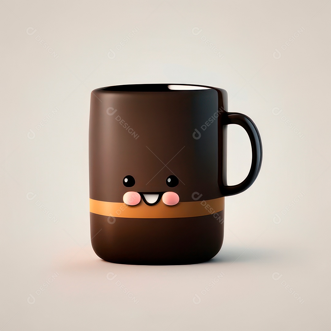 Caneca mascote café minimalista.