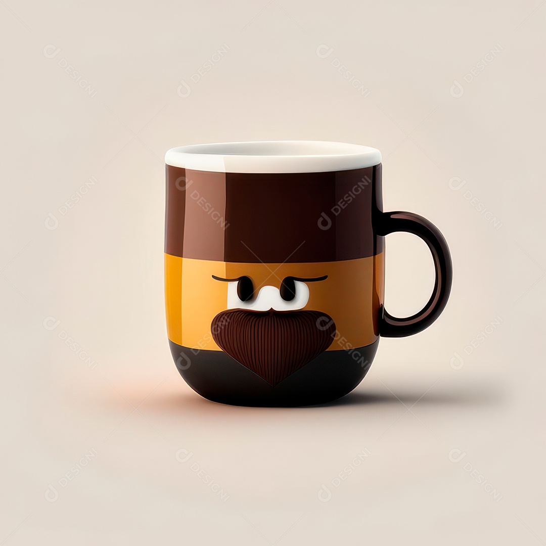 Caneca mascote café minimalista.