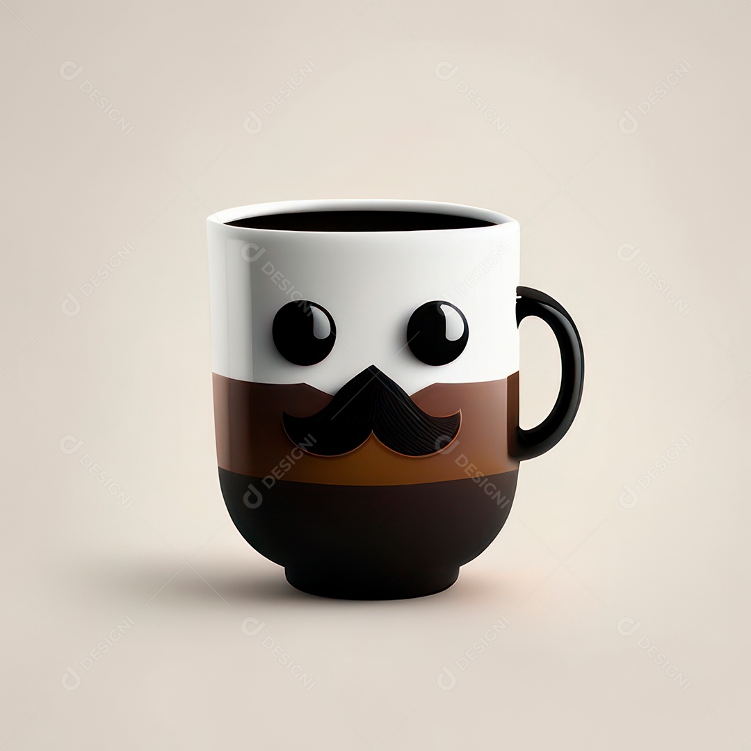 Caneca mascote café minimalista.