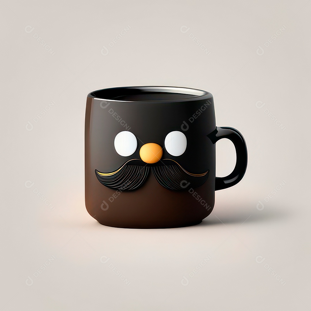 Caneca mascote café minimalista.