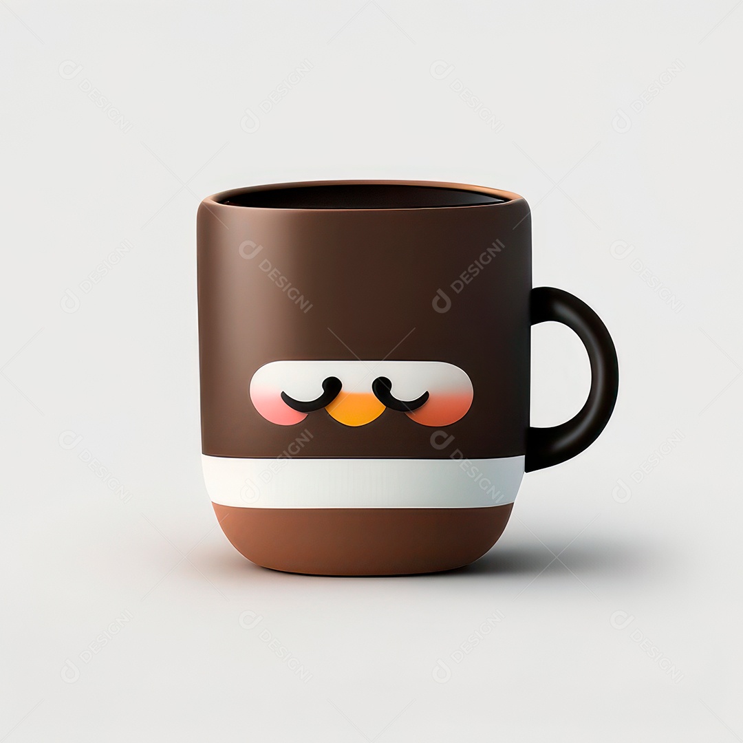 Caneca mascote café minimalista.