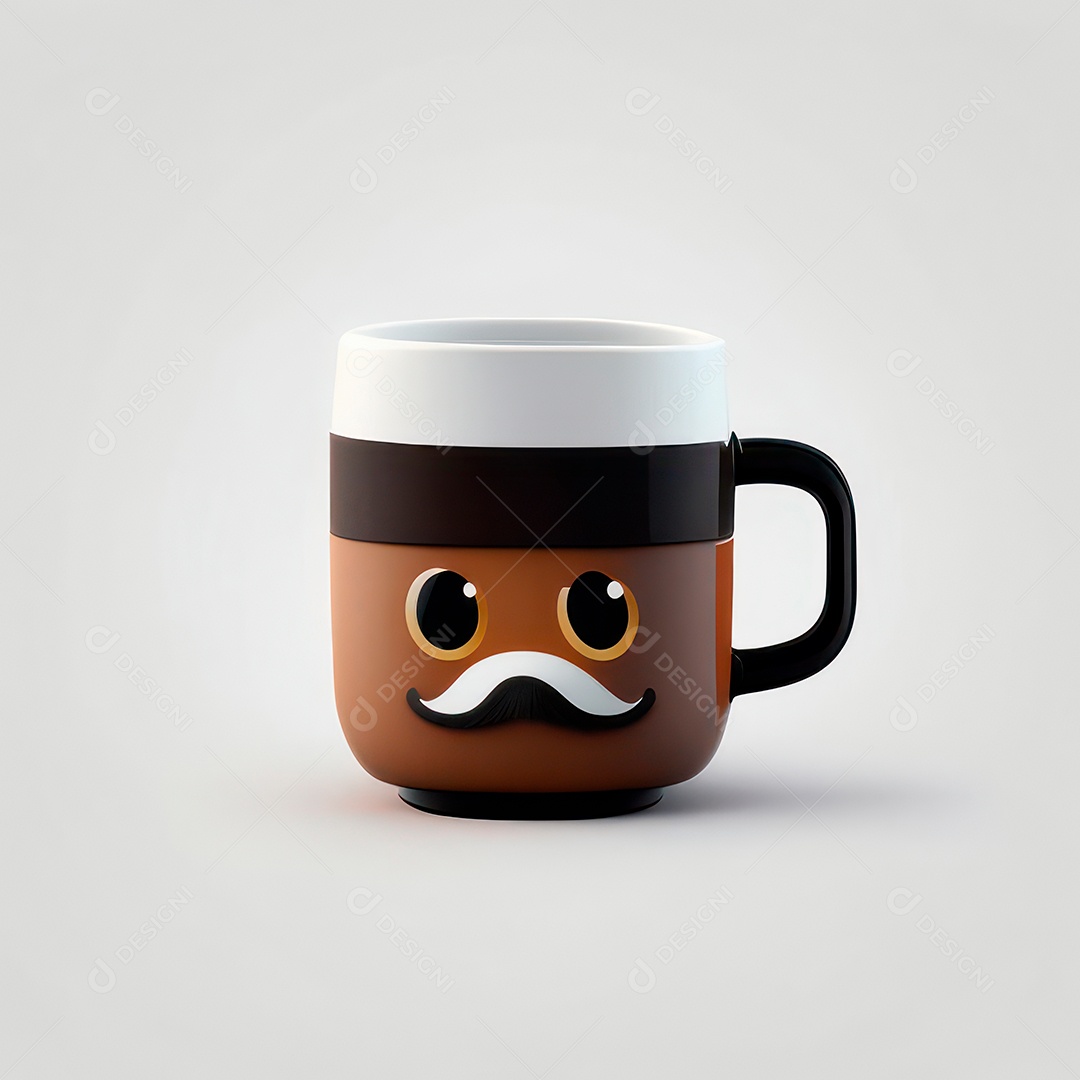 Caneca mascote café minimalista.