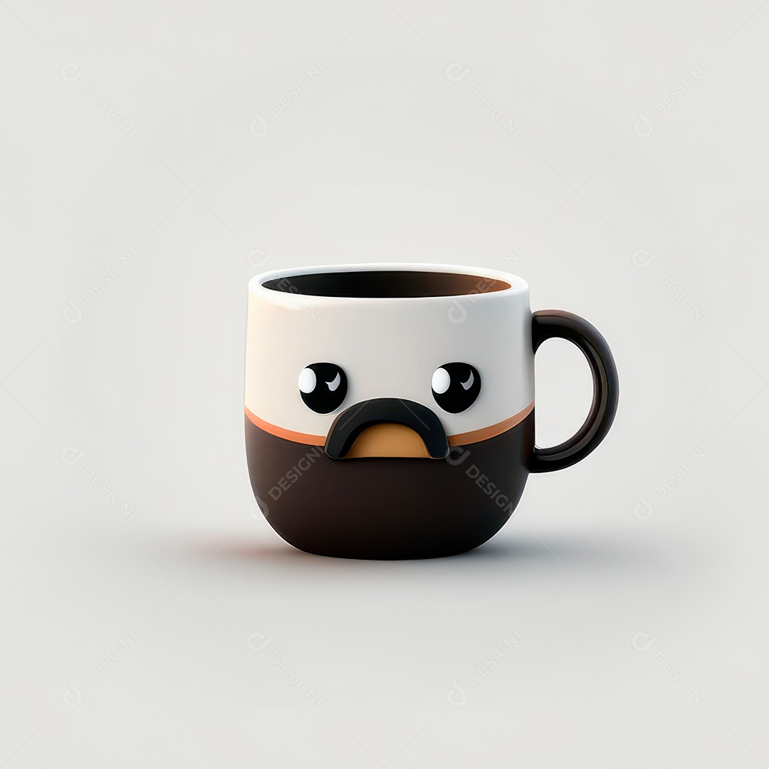 Caneca mascote café minimalista.