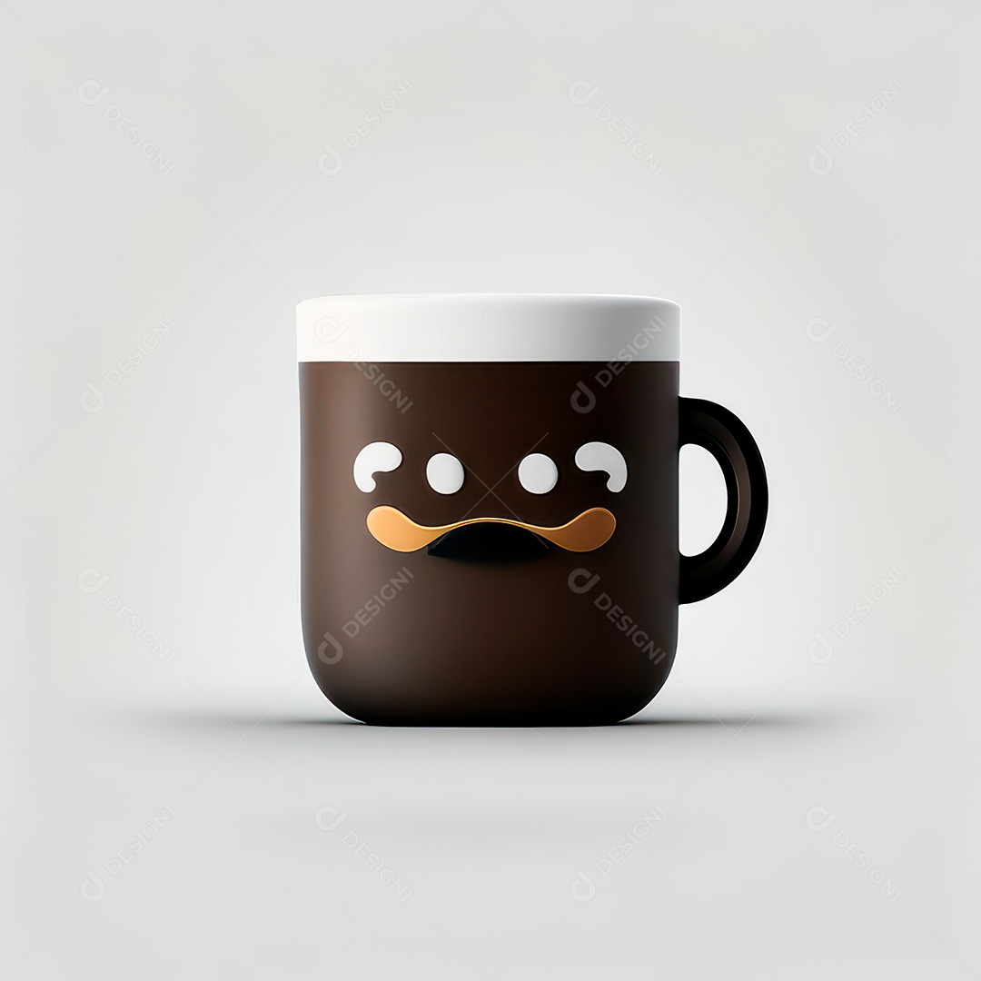 Caneca mascote café minimalista.