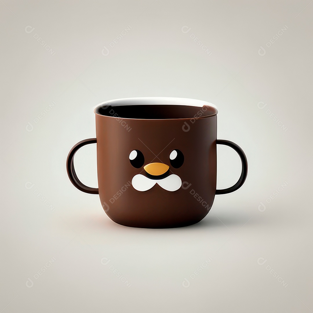 Caneca mascote café minimalista.