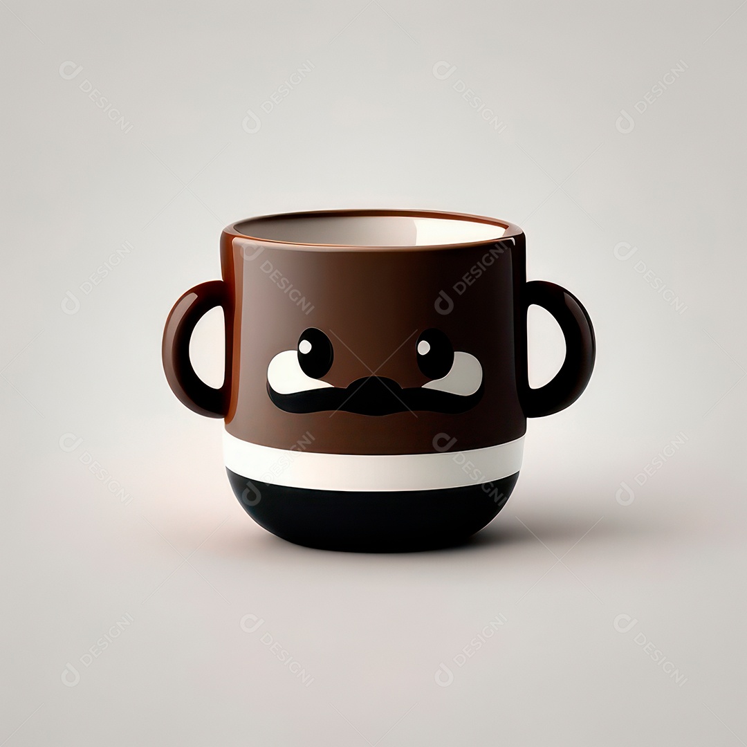 Caneca mascote café minimalista.