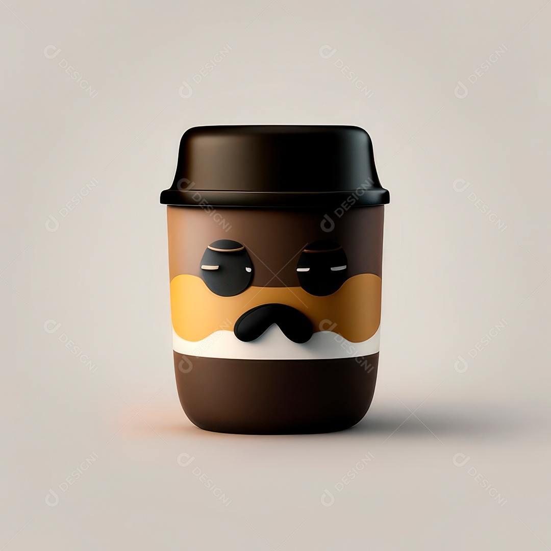 Caneca mascote café minimalista.